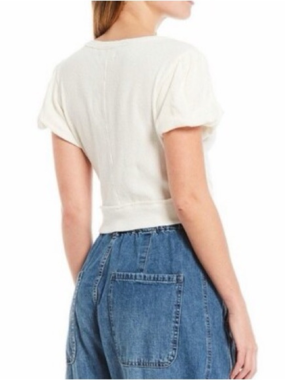 Free People We The Free Molly Tee Shirt in Jasmine White Short Sleeve Scoop Neck - Picture 5 of 10